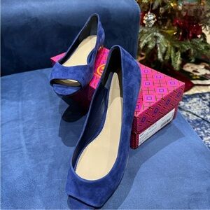 Tory Burch Salinas Navy Sea royal Suede Flats